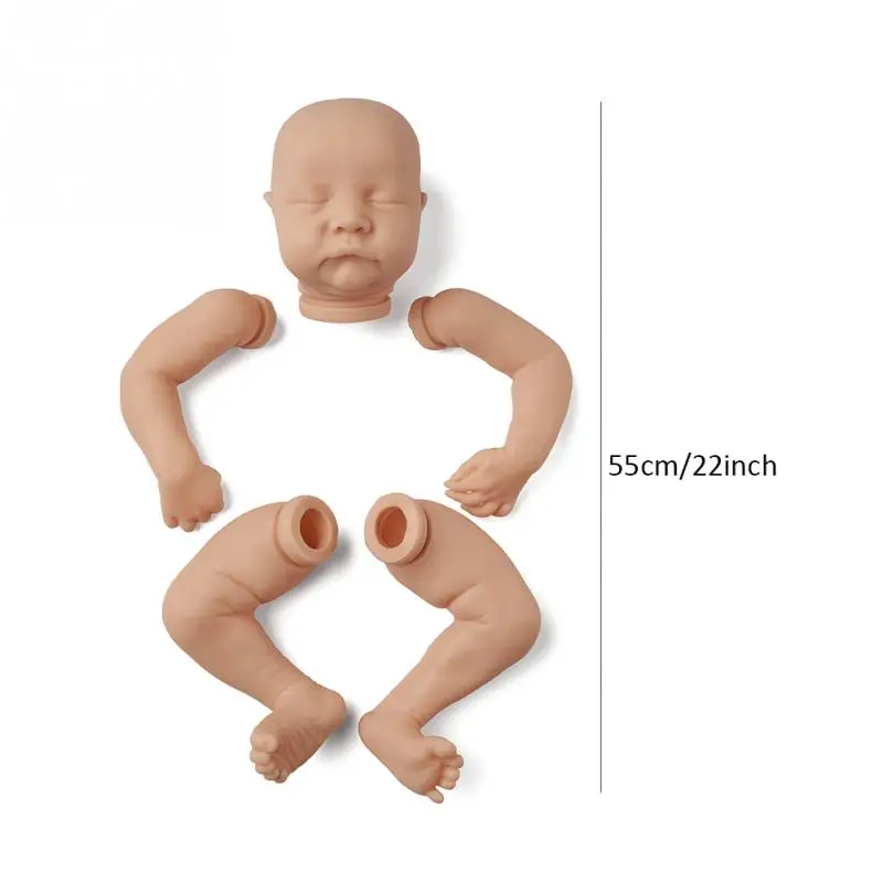 

22inch Vinyl Head Soft Simulation Reborn Baby Doll Kit Full Limbs Unpainted Gift DIY Proportions And Details Real Lifelike