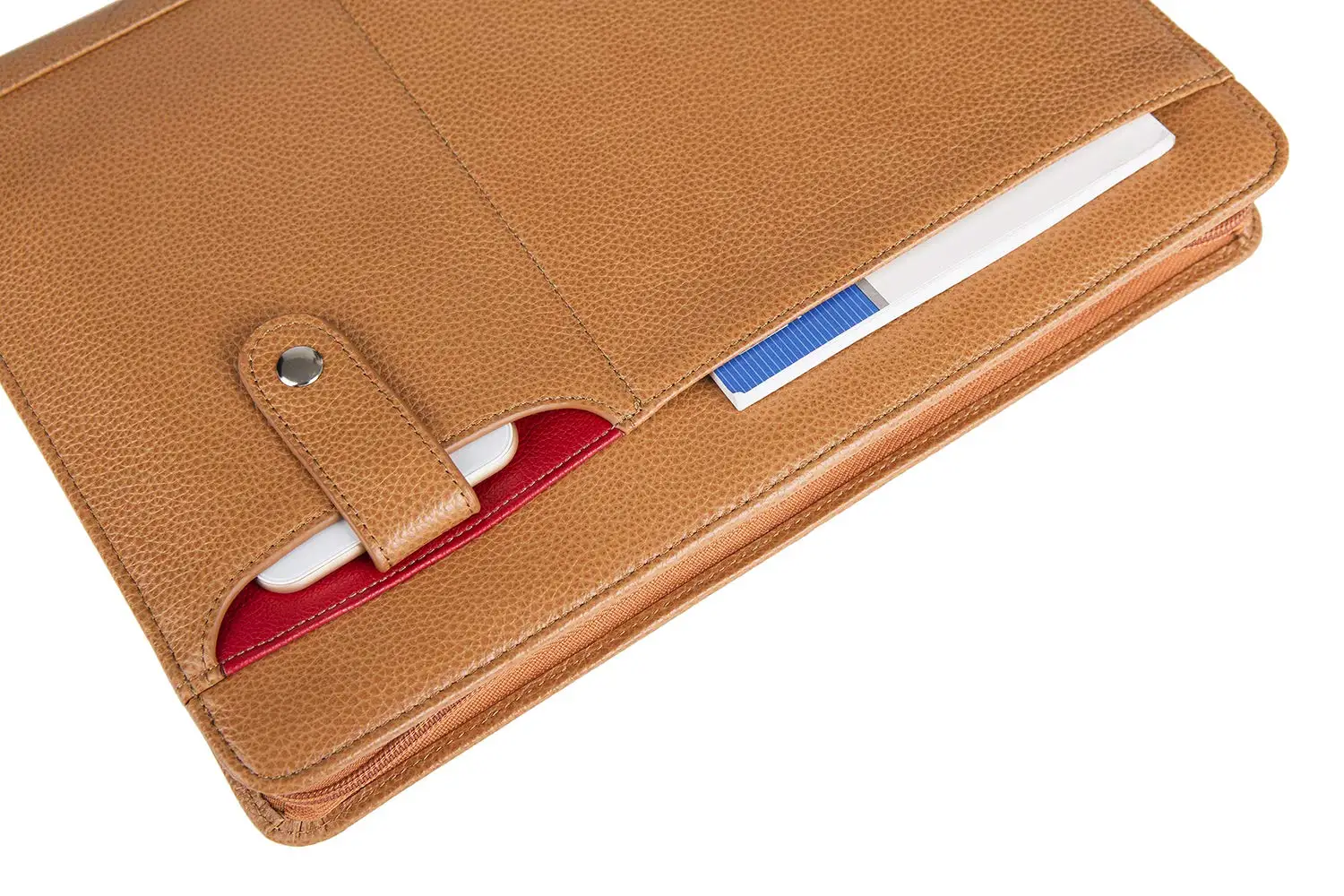 Handmade Genuine Leather Portfolio A4 Folder Document Organizer, Personalise Business Travel Padfolio Portfolio Case- Brown
