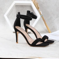 2022 sandals new ladies high heel beautiful fashion sexy ankle strap shoes women open square toe black gold female shoes