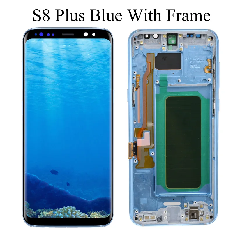 Супер AMOLED S8 lcd с рамкой для SAMSUNG Galaxy S8 G950 G950F дисплей S8 Plus G955 G955F сенсорный экран дигитайзер - Цвет: S8 Plus Blue Frame