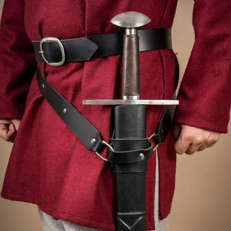 

Medieval Viking Knight Leather Sword Belt Scabbard Men Pirate Double Wrap Sheath Holder Rapier Holster For LARP Cosplay Costume