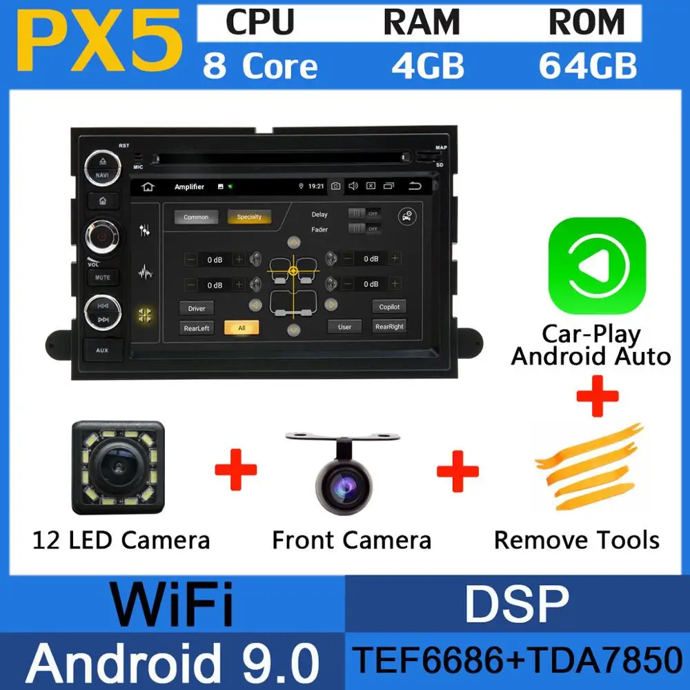 5 USB Octa Core Android 9,0 Автомобильный DVD плеер для Ford F150 F250 F350 F450 F550 2007 2008 2009 2010 2011 2012 2013 автомобильный радиоприемник - Цвет: PX5-Carplay