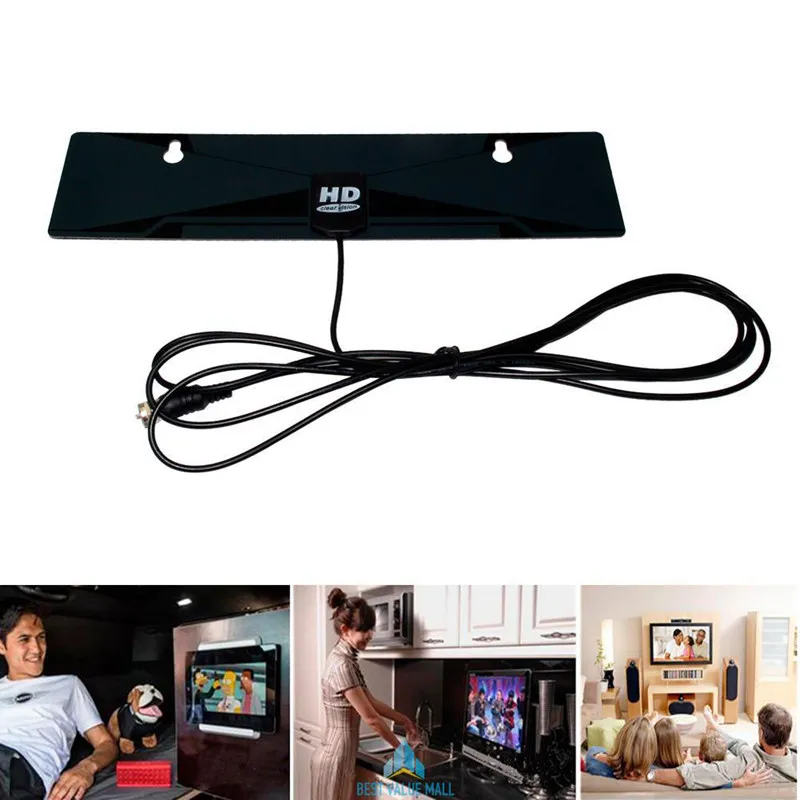 Цифровая внутренняя ТВ антенна 1080P HD TV VHF UHF FM плоский ящик готов с высоким