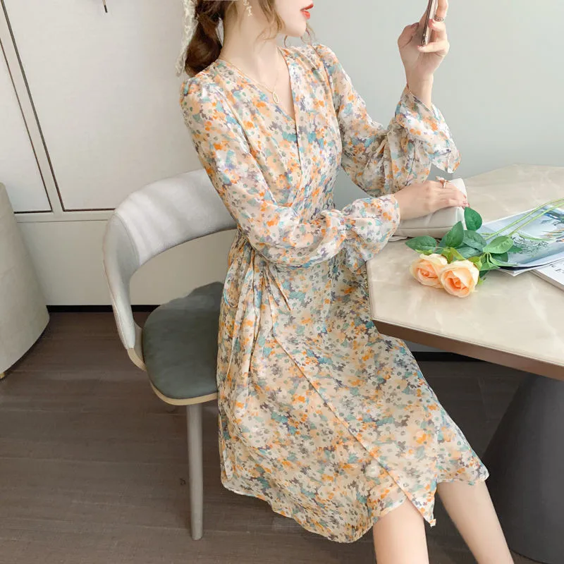 

2021 Floral Print Boho Maxi Dress Sexy Lady Bohemian Autumn Long Dress Women Beach Dresses Female Robes party dresses