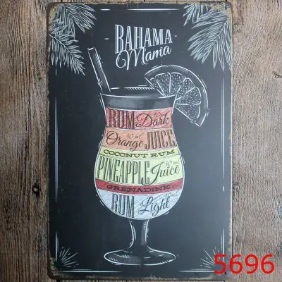Коктейльный декор для стен в винтажном стиле Mojito оловянные тарелки пабов роспись