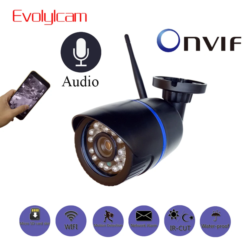 HD 1080P 2MP аудио Беспроводная IP камера WiFi 720P наружная крытая цилиндрическая камера видеонаблюдения Водонепроницаемая камера Onvif