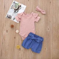 new born baby girl clothes toddler girl ruffle sleeve top summer shorts two piece romper childrens sets infant coveralls pink