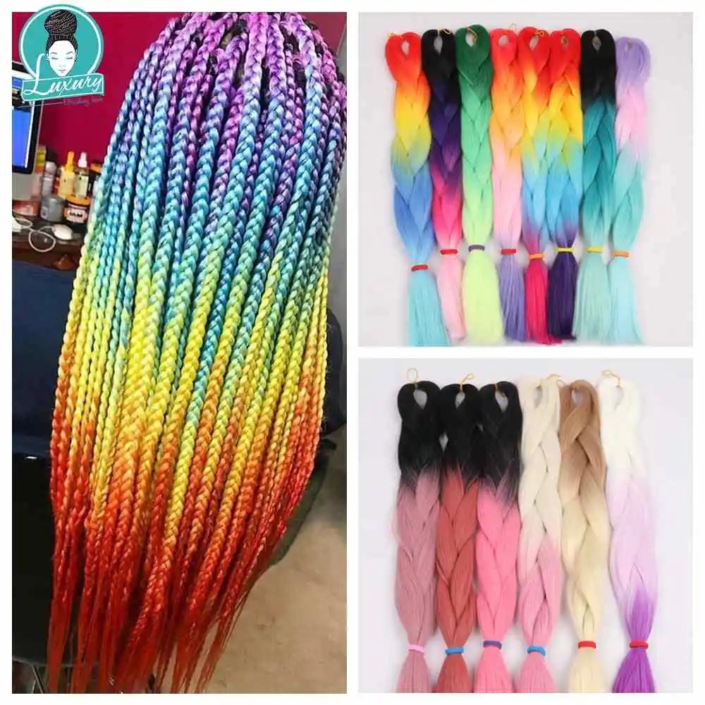 

Luxury ForBraiding 3pcs bulk buy Henlon 24inch 60cm Folded Two Three Tone Color Ombre Braiding Synthetic Jumbo Braids