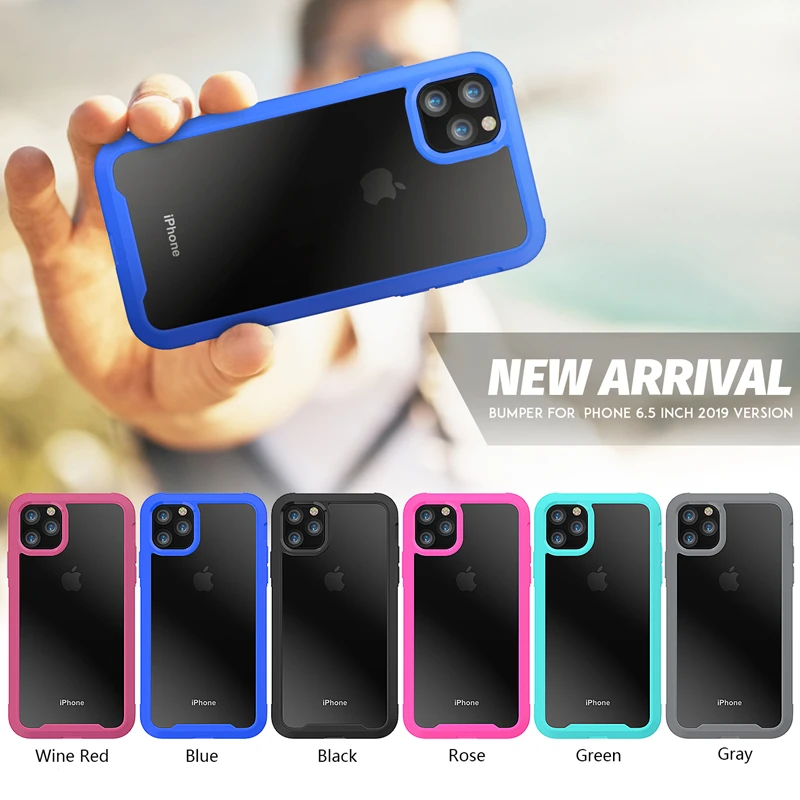 Прозрачный защитный чехол против царапин для iPhone 11 Pro Max 6 6s 7 8 Plus X XS Max XR Жесткий ПК+ ТПУ бампер двухслойный чехол