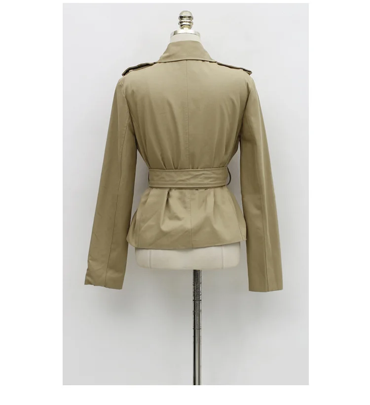 

Ladies Fashion Lapel Double Breasted Commuter Fashion Trench Coat Elegant Slim Short Coat With Belt Solid Color