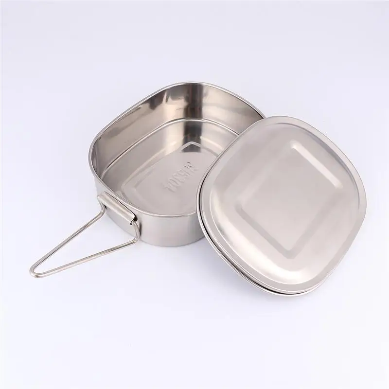 1pc Stainless Steel Lunch Box Simple Shape Design Portable Single Layer for Travel Camping | Дом и сад