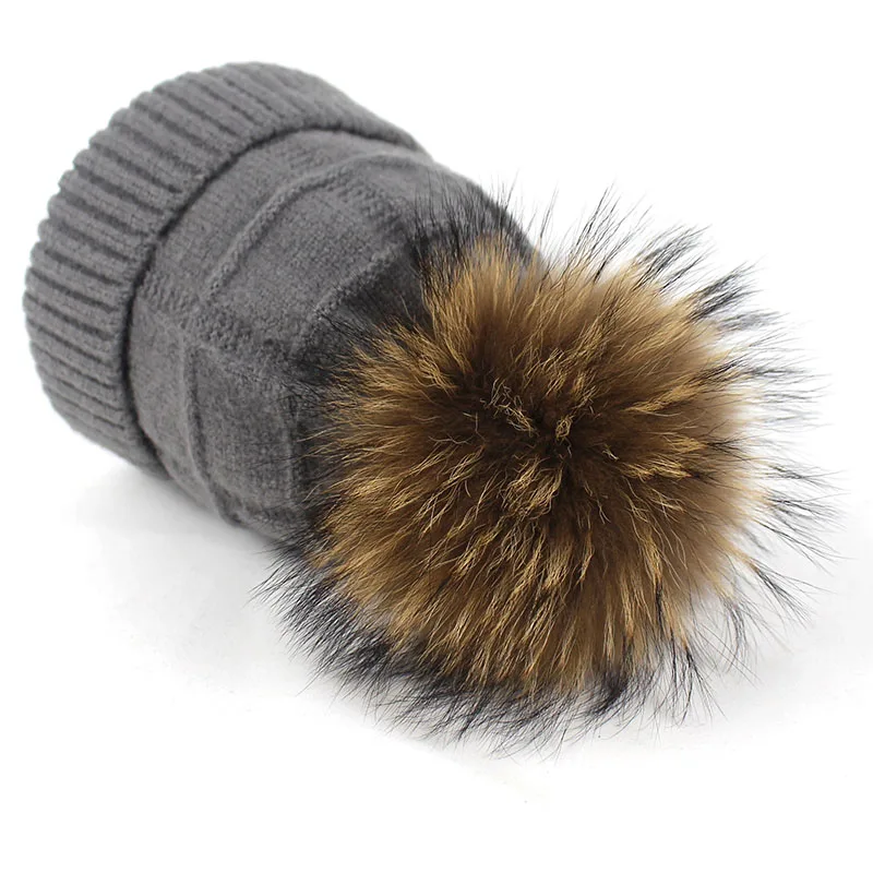 Minhui шапки из натурального меха для женщин зимние вязаная шапка одноцветная