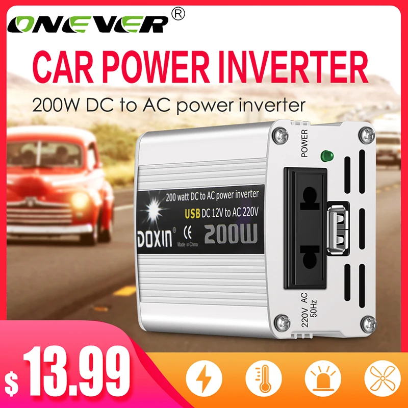 Onever 200 Вт DC 12 В в AC 220 В/USB 5 в портативный автомобильный инвертор зарядное устройство конвертер адаптер DC 12 В AC 220 модифицированный синус