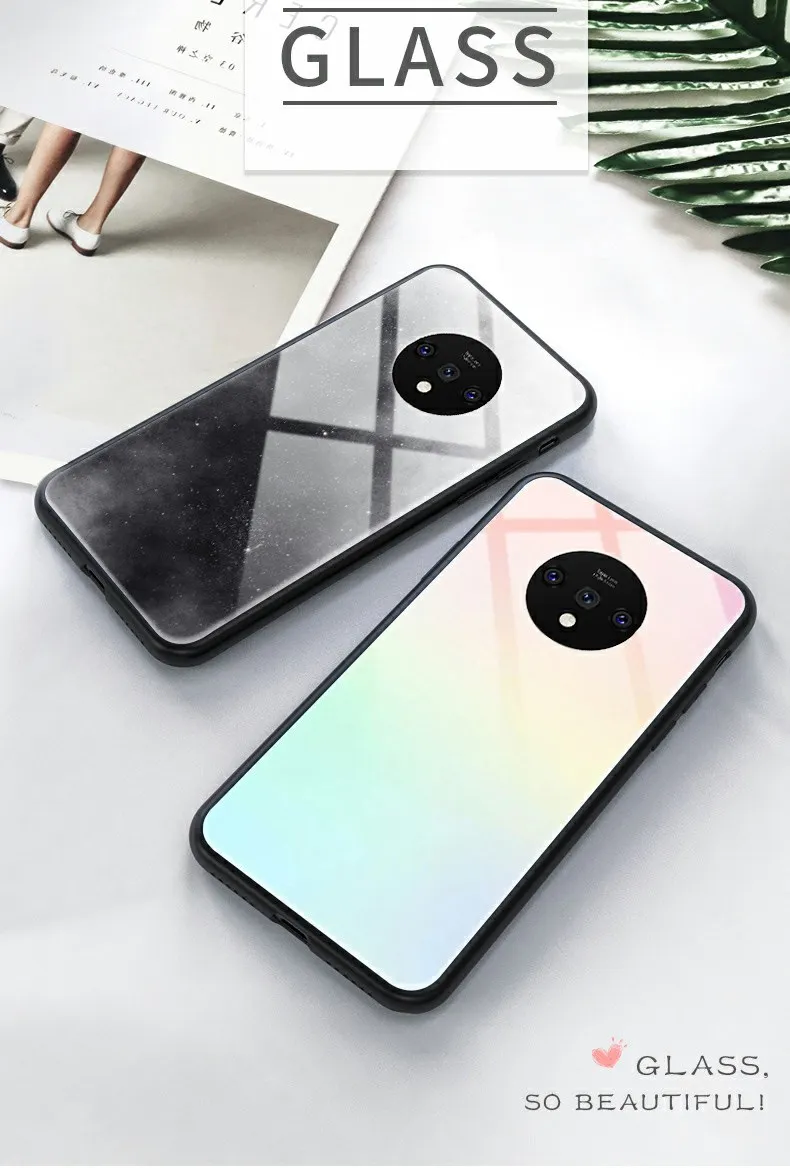Чехол из закаленного стекла для телефона для Oneplus 7T Pro 7 Pro 6 6T 5 5T роскошный цветной градиентный чехол