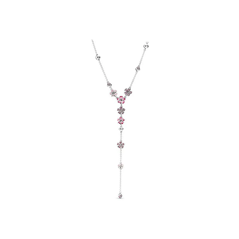 

Ajax 925 Sterling Silver A Bunch Of Cherry Blossoms Shape Necklace Chain Women