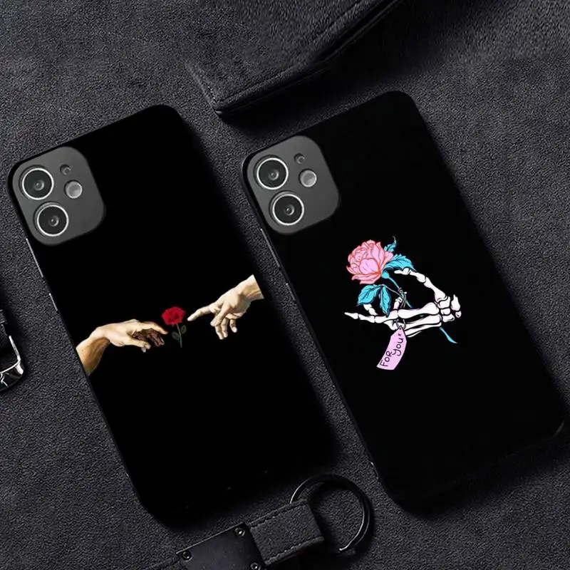 

Rose flower hand Phone Case for iPhone 12 11 mini pro XS MAX XR 8 7 6 6S Plus X 5S SE 2020