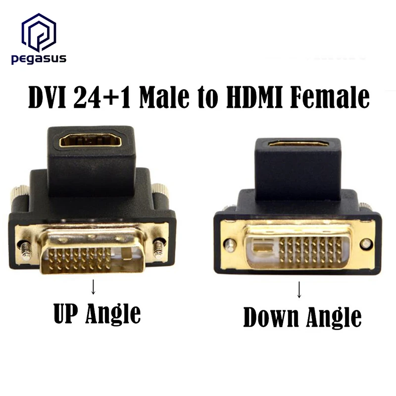 

90 Degree Up/Down Elbow HD Female MI to DVI Male 90° Adapter Gold-Plated For Notebook Desktop Graphics Card