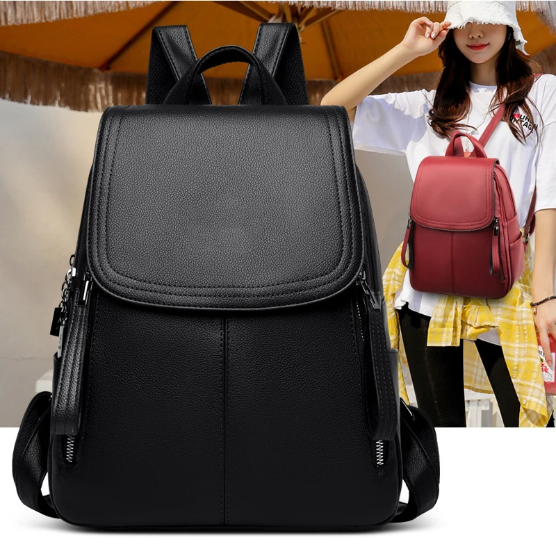 

Women Backpack Leather Backpacks Softback Bags Brand Name BagCasual Backpacks Teenagers Backpack Sac