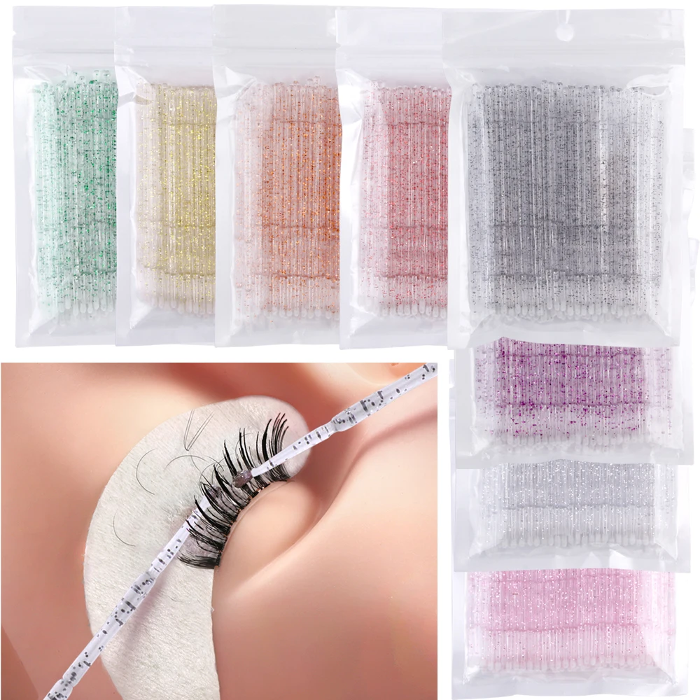 

50/100Pcs Eyelash Brushes Swab Disposable Crystal Microbrushes Eyelash Extension Tools Individual Eyelashes Removing Applicators