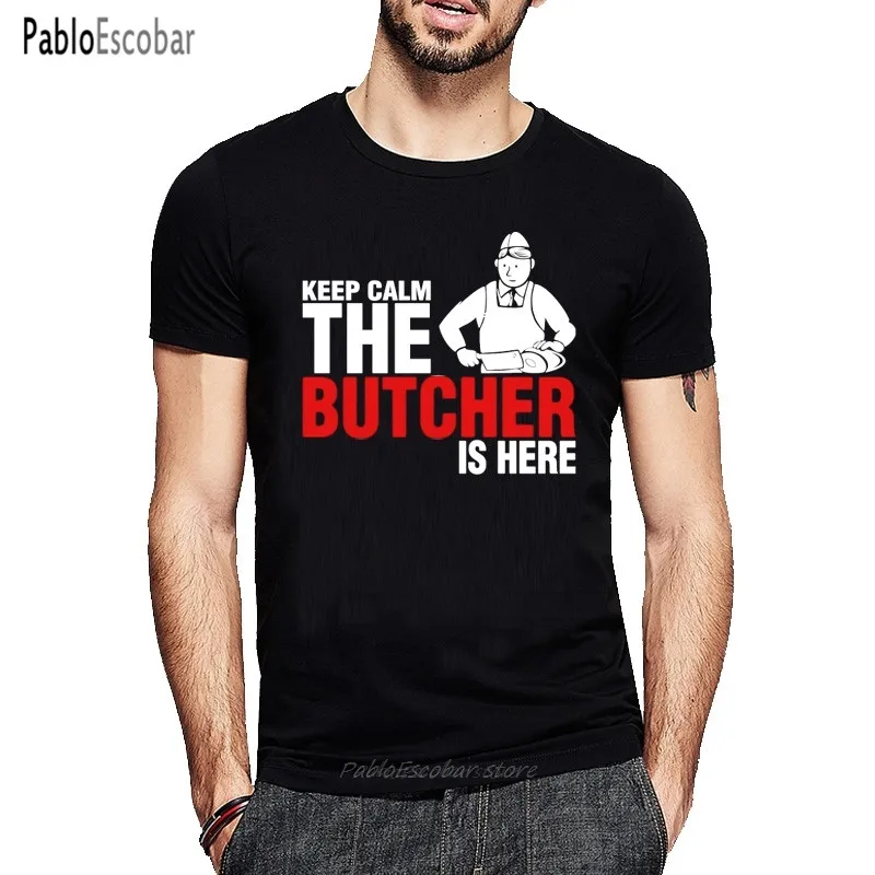 Мужская Футболка Keep Calm The Butcher Is Here летняя футболка с коротким рукавом большие