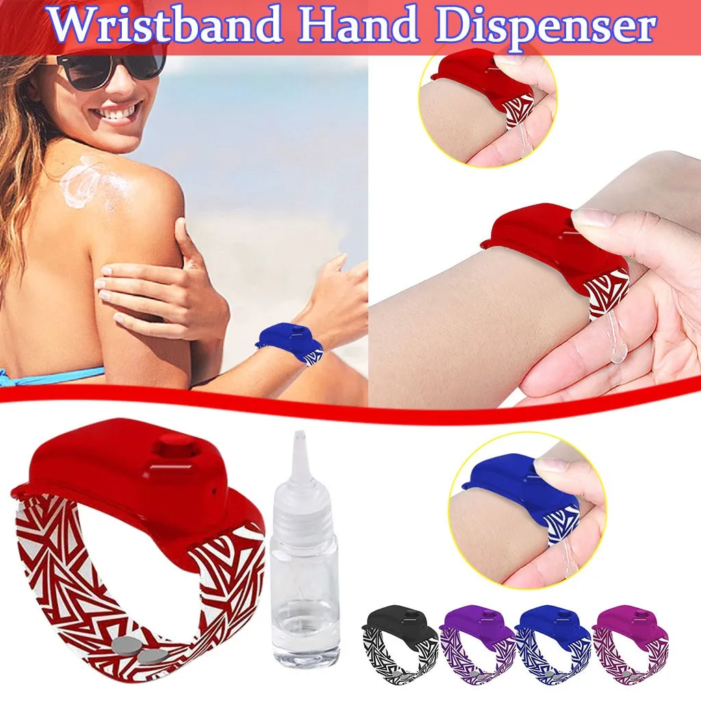 

5PC Adult Kids Generic Watch Hand-Washing Liquid Wristband Silica-Gel Fashion Outdoor Portable Dispenser With Bottle Regarder C