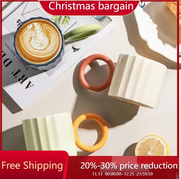 

Contrasting Color Big Ear Cup 260ml Simple Coffee Cup Fresh Korean Cup Couple Cup Water Cup Cute Coffee Mugs and Cups
