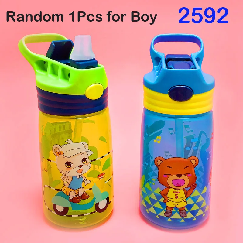 2592 Boy Color 430 мл, чашка для кормления детей, утолщенная, для детей, для обучения кормлению, питьевая бутылка с соломинкой, тренировочная чашка для кормления детей - Цвет: 2592 Boy Color