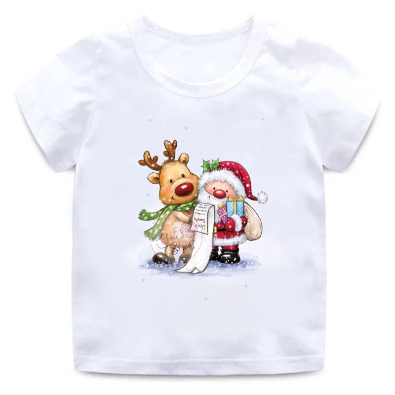 

Reindeer Graphic Printed Tops Kids Boys Girls Casual Harajuku Tshirts Merry Christmas New Fashion Short Sleeve Children T-shirt