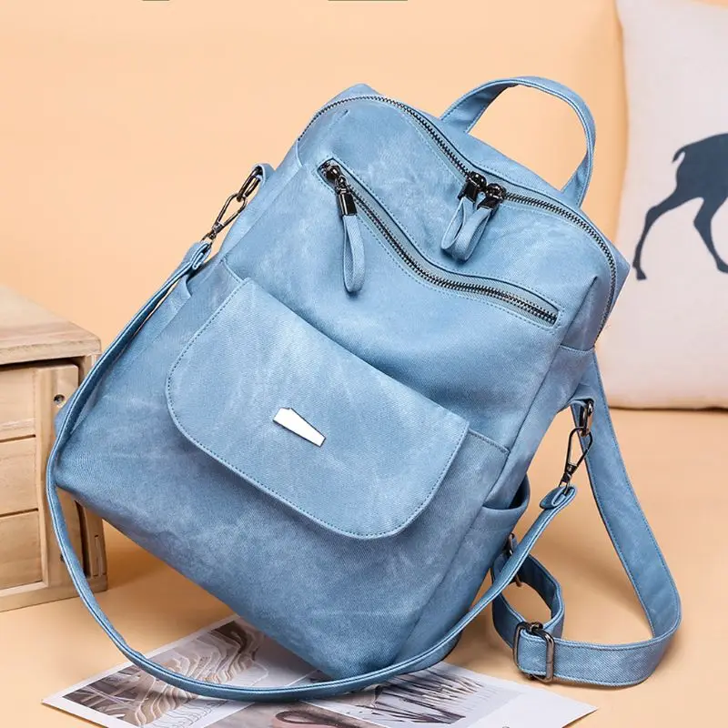 

Women Casual Backpack Anti-theft PU Leather Laptop Rucksack Travel Shoulder Bag