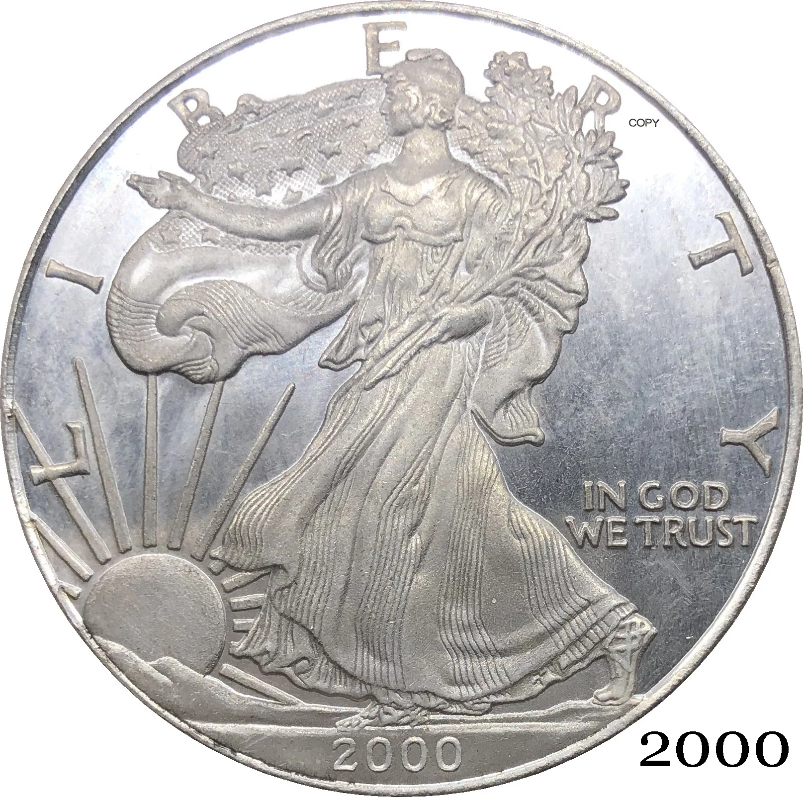 

Копия серебряной посеребренной монеты, 2000 Вт, Соединенные Штаты Америки, мы доверяем 1 унции
