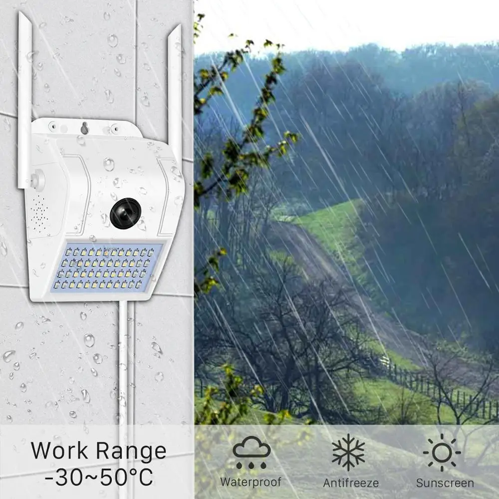 Беспроводная Wi-Fi ip-камера 1080 P, 2MP, настенный светильник, камера безопасности, для улицы, двухсторонний аудио прожектор, цветная камера ночного видения, WiFi, V380