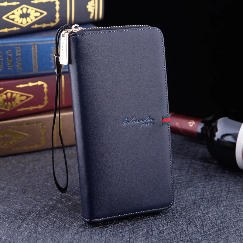 Кошельки для мужчин кожаный длинный клатч на молнии карман монет телефон