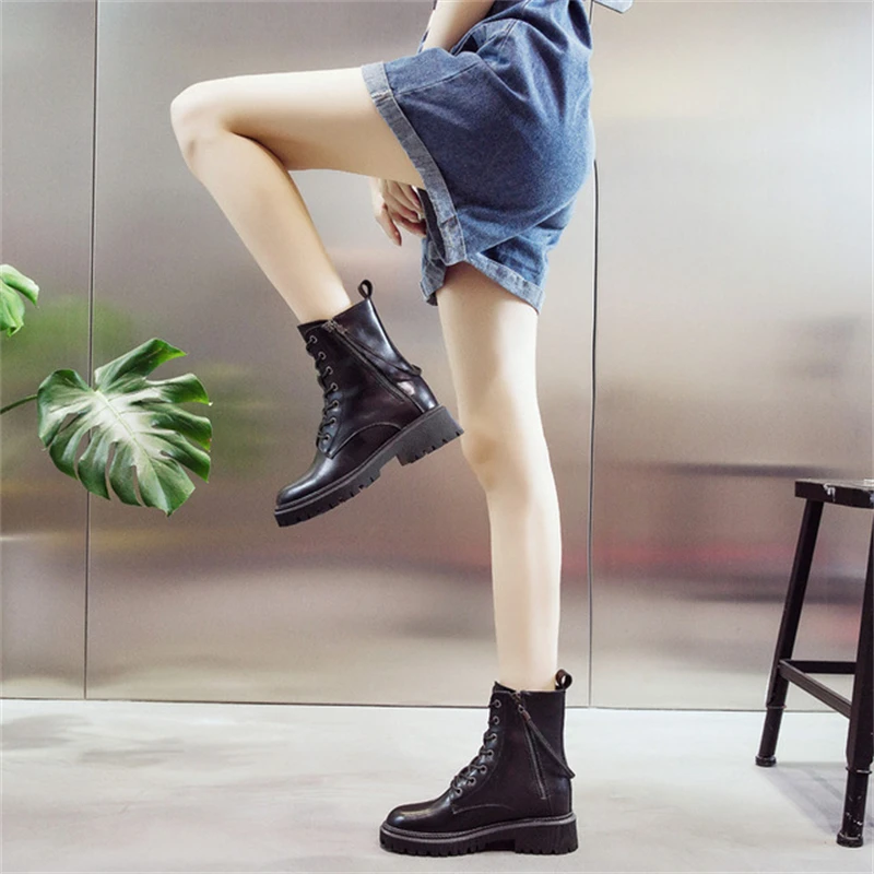 

Female Martin boots 2021 new spring and autumn single boots leather thick-soled short boots British style