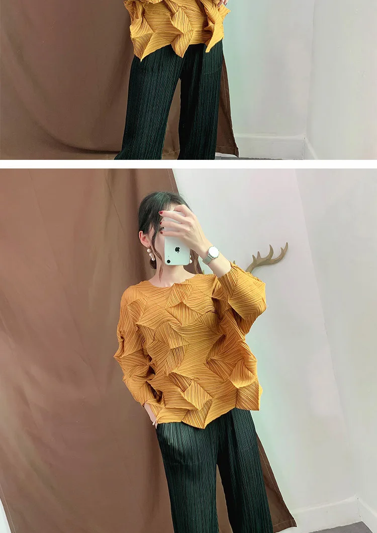Большие размеры, футболки, осенние женские, большие, эластичные, Miyake, плиссированные, с круглым вырезом, однотонные, свободные безрукавки для женщин, 45-75 кг