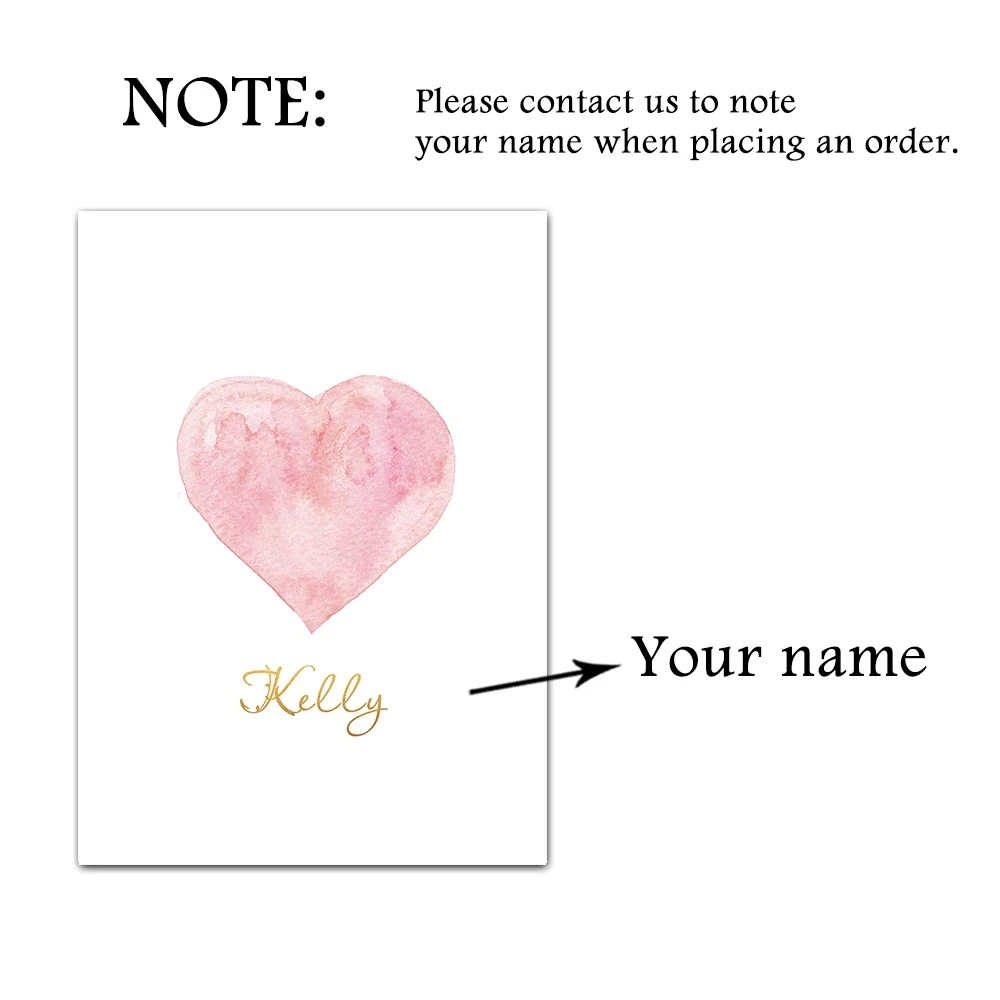 Custom Name Posters Pink Heart Butterfly Wall Art Print Nordic Canvas Painting Nursery Pictures for Girl Baby Room Cuadros Decor on - Настенная картина Nordic Canvas с изображением розового сердца и бабочек с именем на заказ для детской комнаты девочки Cu