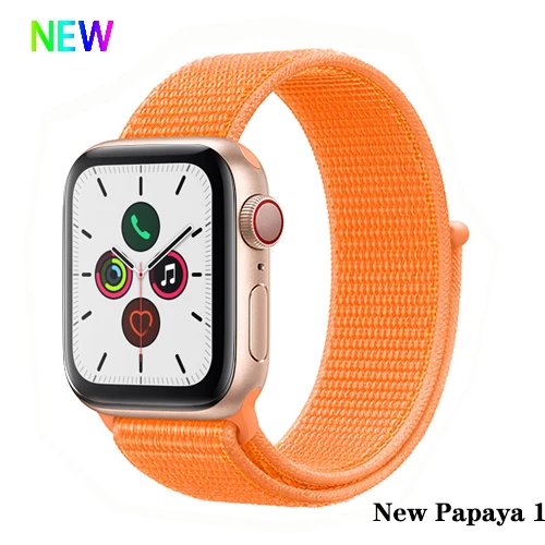 Нейлон pulseira для apple watch band 4 44 мм 40 мм(iwatch 5) apple watch 3 2 1 ремешок 42 мм 38 мм дышащий браслет ремень аксессуары - Цвет ремешка: New Papaya 1