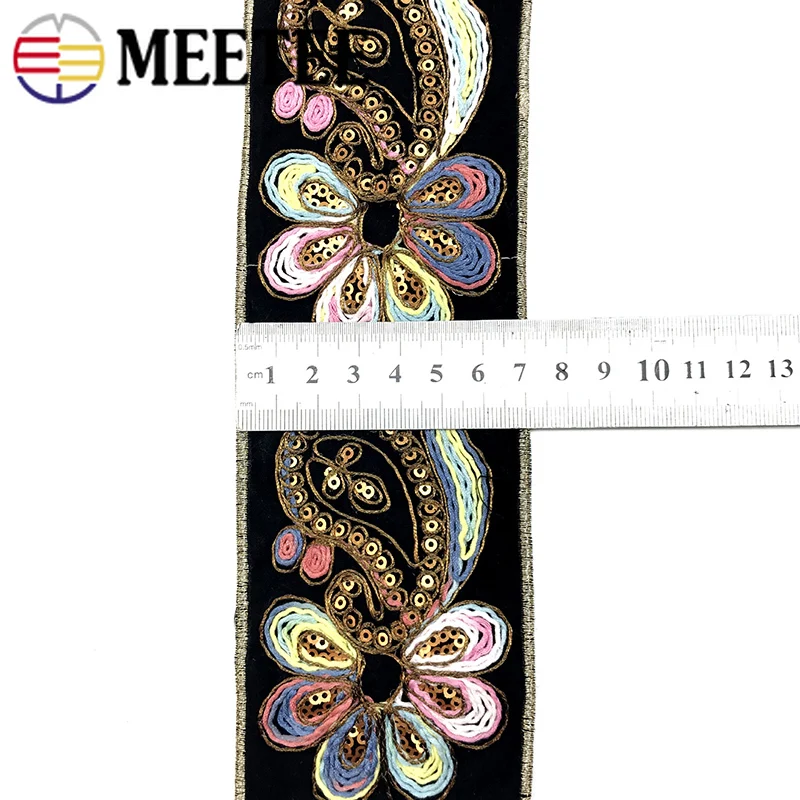 4/9 метров 7 см модные вышитые кружевные ленты с блестками тесьма для одежды сумки