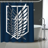attack on titan logo pattern polyester bath curtain waterproof shower curtain geometric bath screen printed curtain for bathroom