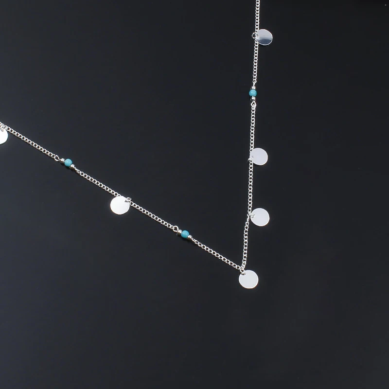 New Round Sequins Stone Choker Chain Necklace Statement Women Clavicle Pendant Beads Bohemian Charm Necklaces | Украшения и