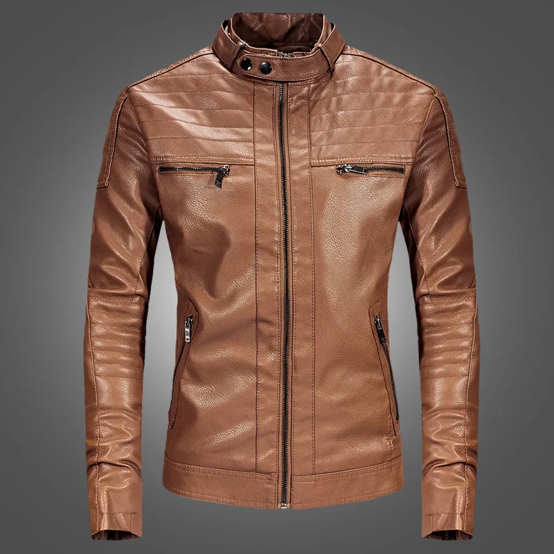 Мужская куртка из искусственной кожи синего коричневого черного цвета мужская