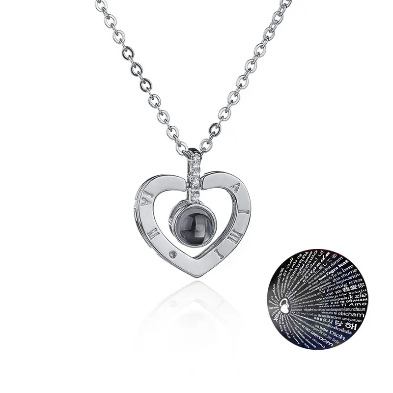 

Letter Necklace 100 Languages I Love You Projection Pendant Necklace Women Jewelry Collier Femme Bijoux 2019 Best Friends Gifts