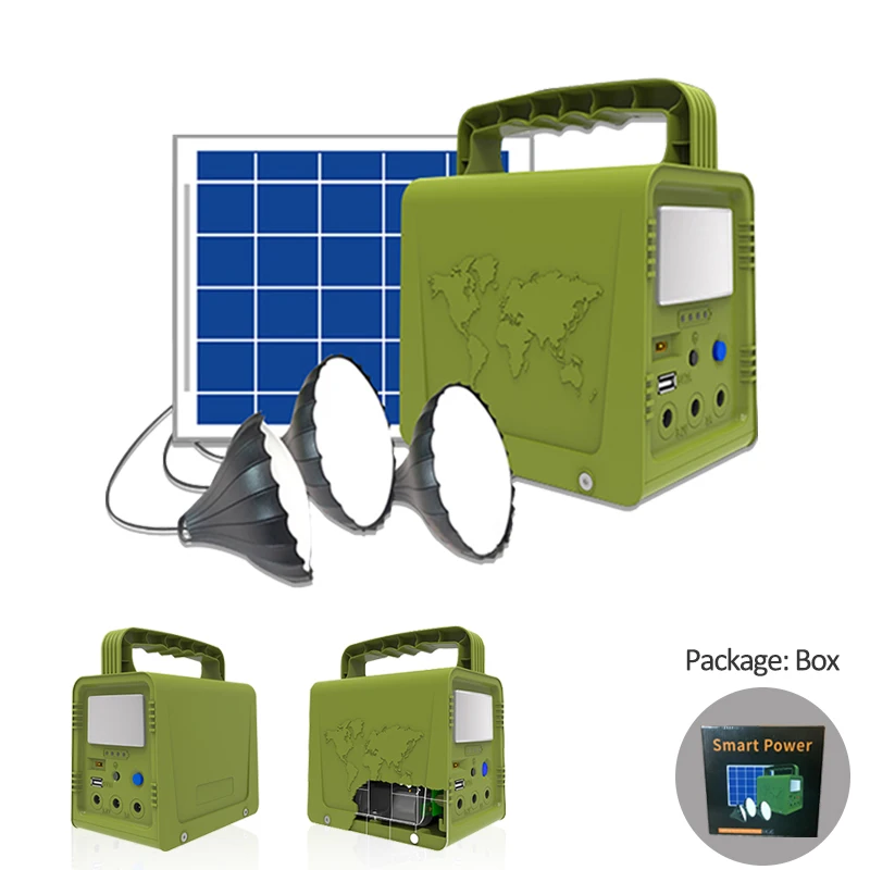 

84WH Solar Panel Power Generator Kit Portable Power Station With 3 LED Bulbs Dual USB Ports For Outdoor Camping Dropshipping