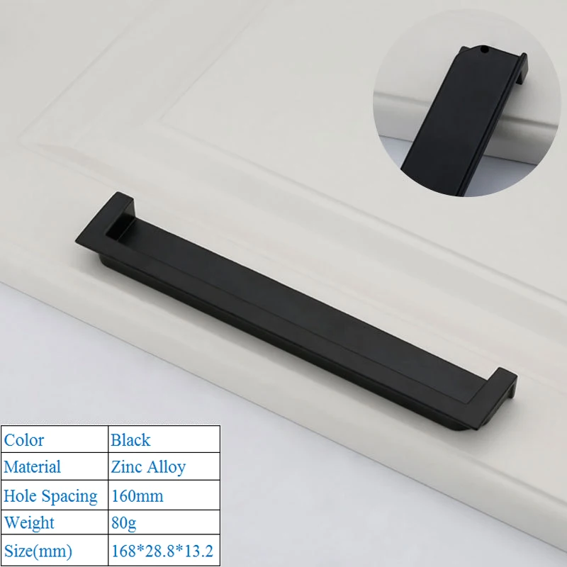 Траншейная невидимая Встраиваемая темная ручка для раздвижных дверей ящиков