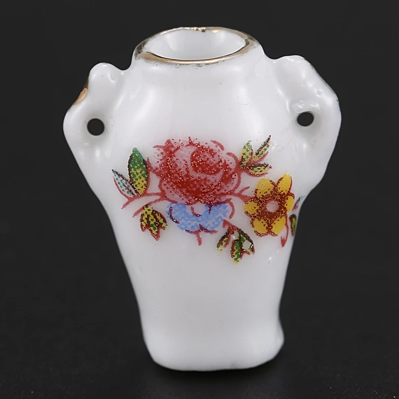 

Dollhosue miniature modern ceramic china porcelain rose vase 7pcs