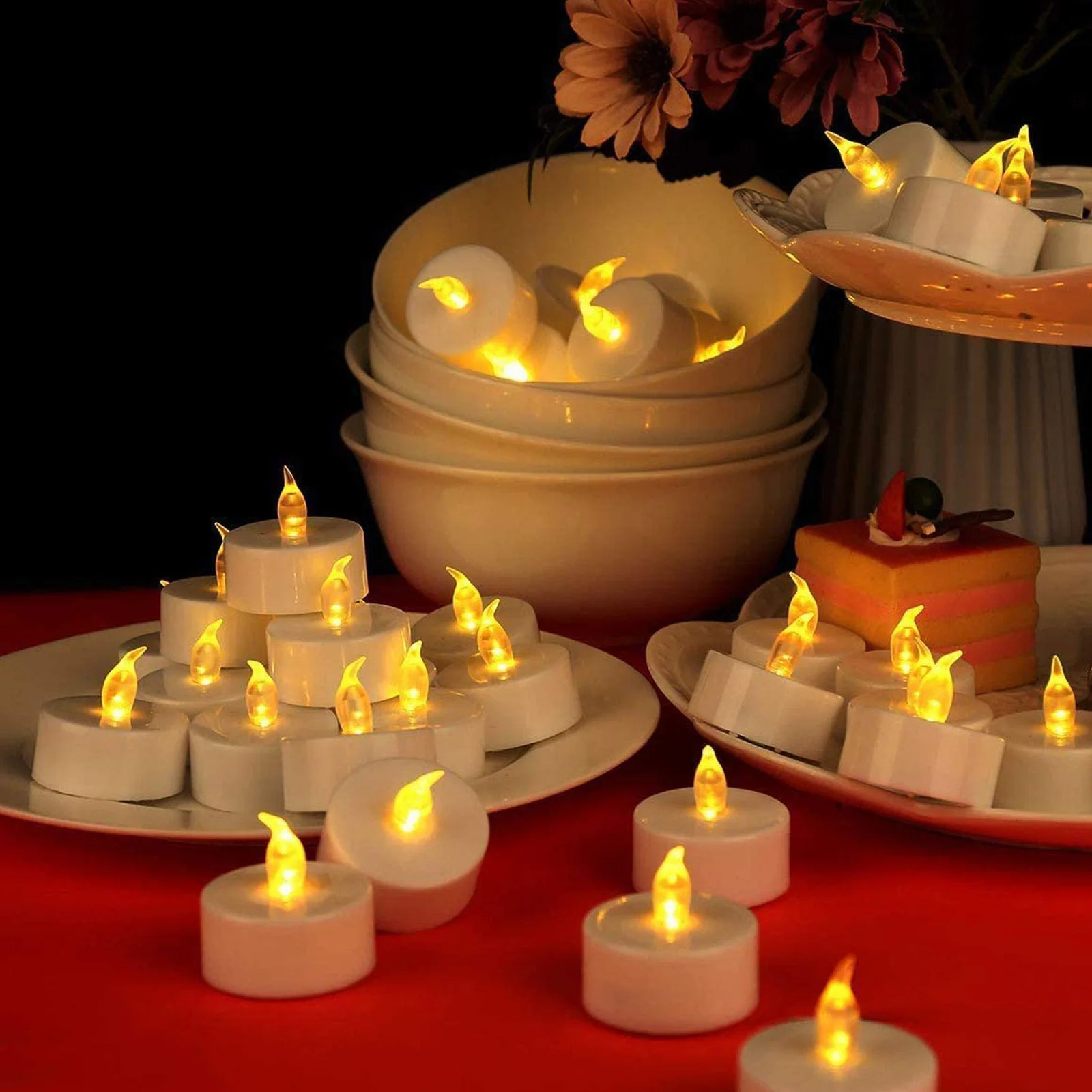 

1pcs Flameless LED Candles Lights Realistic Romantic Festive Atmosphere Tealight Candles Home Holiday Party Decorations Lighting