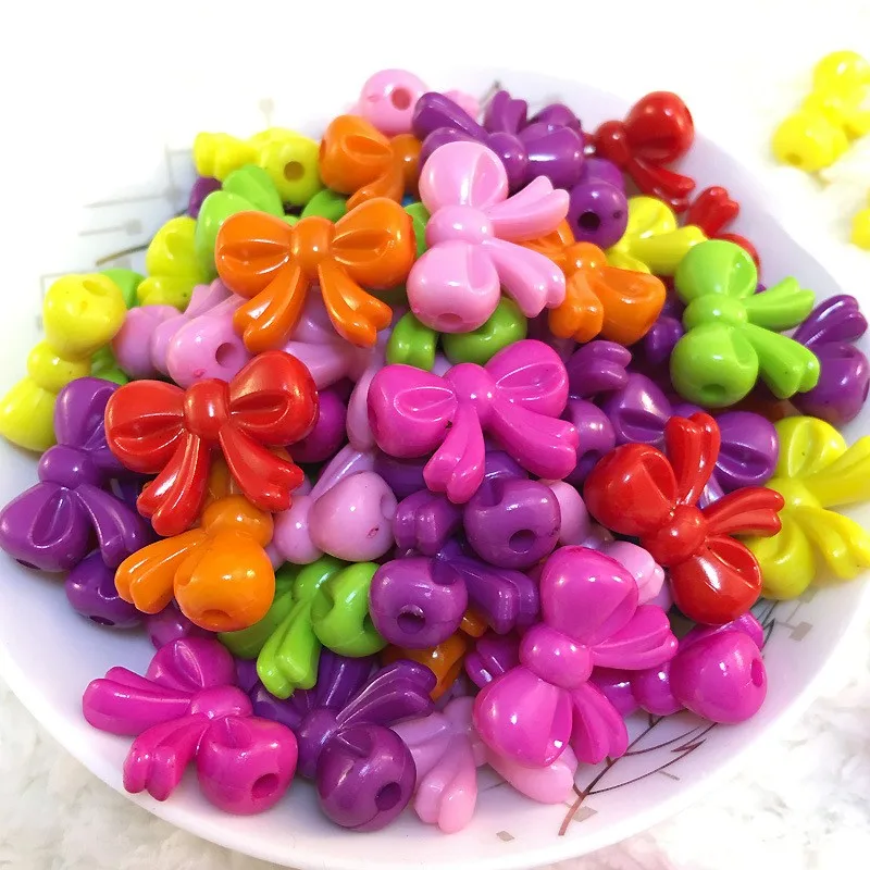 

20Pcs 8*20mm Mixed Color Bowknot Shape Acrylic Beads For Jewelry Making DIY Necklace Bracelet Accessories
