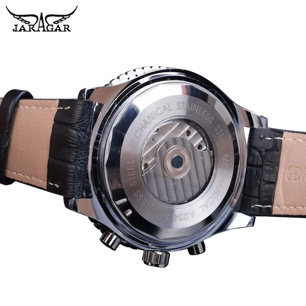 Jaragar Pilot Design Skeleton Automatic Watch Men Tourbillon Date Multifunction Mechanical Genuine Leather Business Watches Gift | Наручные
