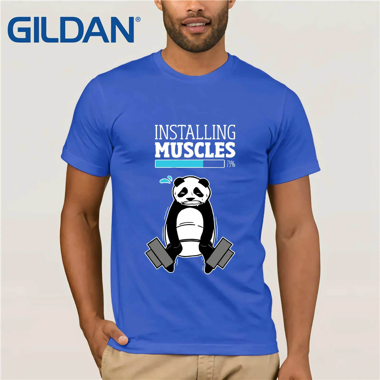 Установка мышцы пожалуйста подождите Футболка с принтом пандой 2019 футболка