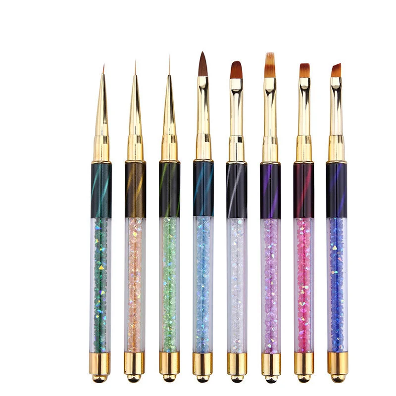 

Nail Tools Cat's Eye Pen Barrel Painted Pen with Diamond Light Therapy Pen Manicure Light Therapy Set of 8 Nail Painted Pens