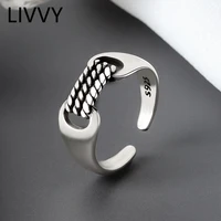 livvy silver color chain rings for women couples vintage handmade twisted geometric finger jewelry party gifts 2021 trend